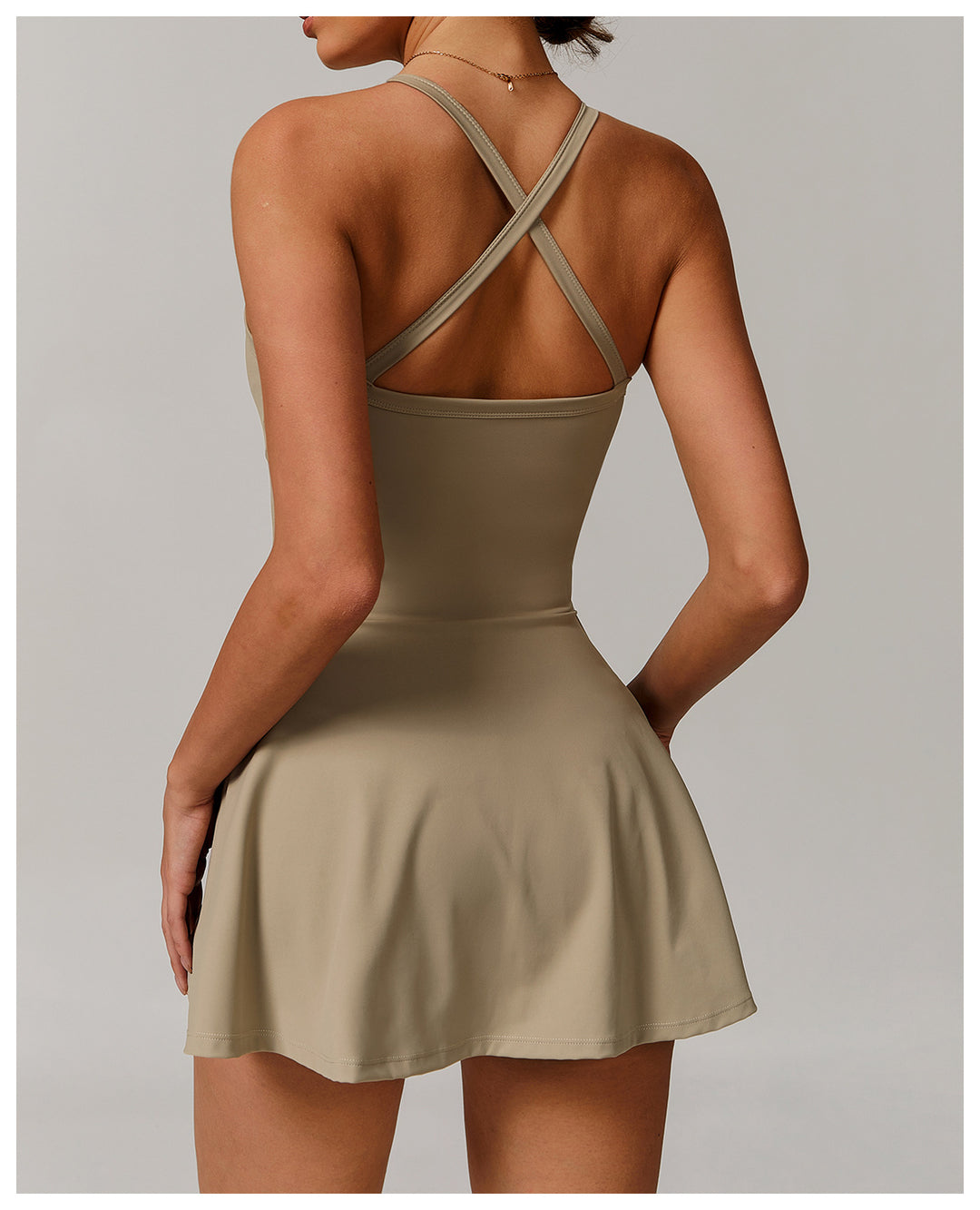 Sollinarry Sustainable Recycled Dress Anti Exposure Kink Design Cross Hollow Out Cutout out Beauty Back Tennis