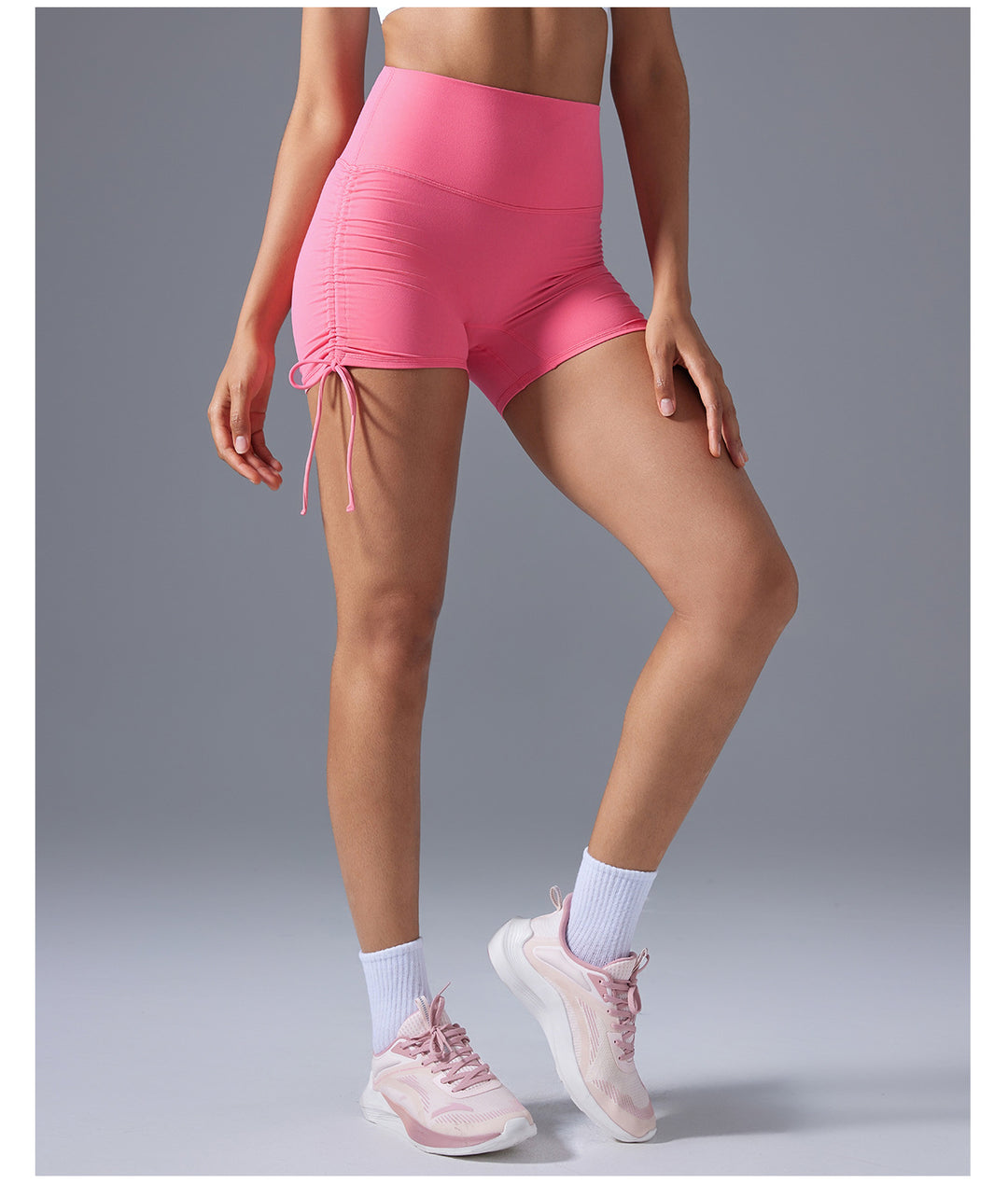 High Waist Tight Yoga Shorts Women No T Line Pleating Slimming Hip Workout Shorts Summer
