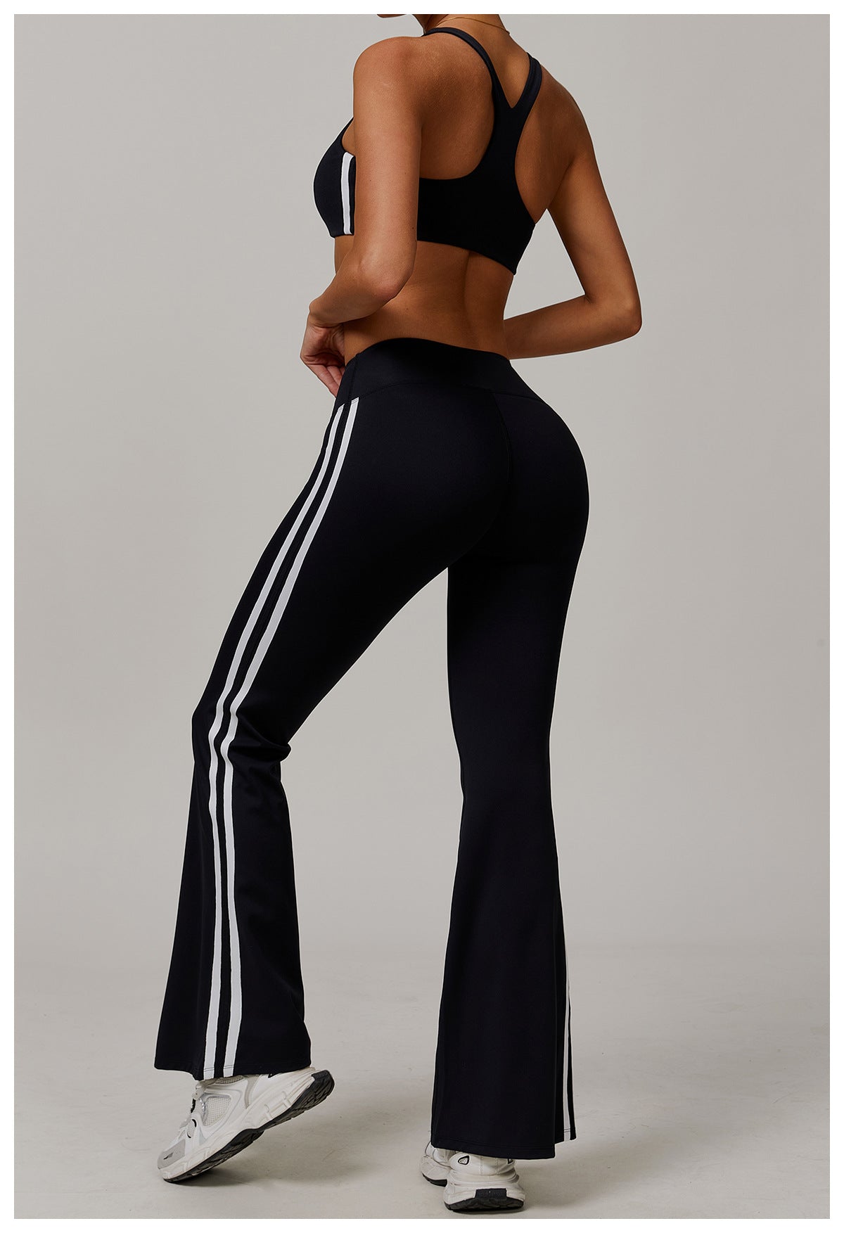 Sollinarry Nude Feel Sports Trousers Slightly Stretch Slimming Wide Leg Fitness Pants Quick Dry Casual Running Bell Bottom Pants