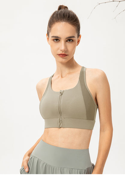 Front Zipper Sports Underwear Naked Women Sense Yoga Training Vest Shockproof Push up Running Workout Bra