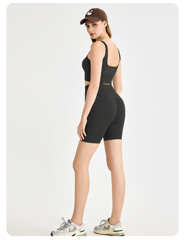 Seamless Weaving Seamless Sports Shorts Women High Waist Hip Lift Casual Pants Slimming Tight Running Yoga Short Length Pants