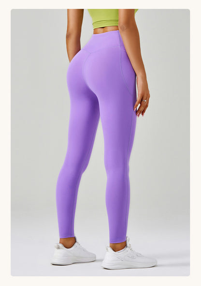 Brushed Yoga Pants Women Cloud Feeling No Embarrassment Line Pocket Yoga Clothes High Waist Peach Hip Trousers