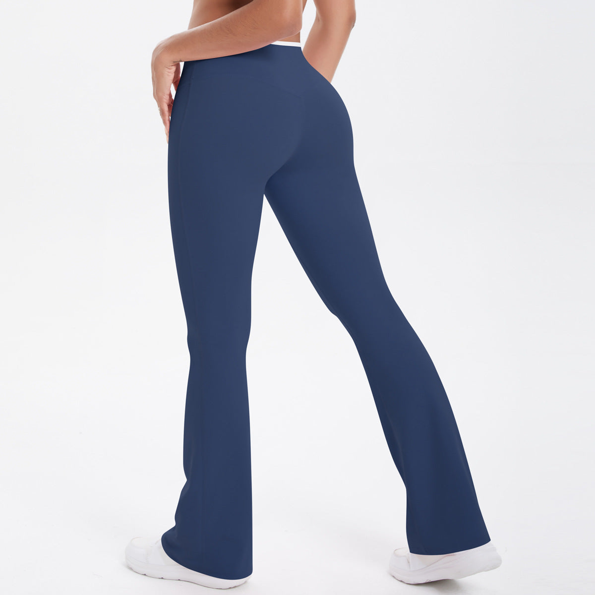 Yoga Pants Micro Pull Contrast Colour Cross High Waist Wide Leg Bell Bottoms Women Sports Fitness Pants
