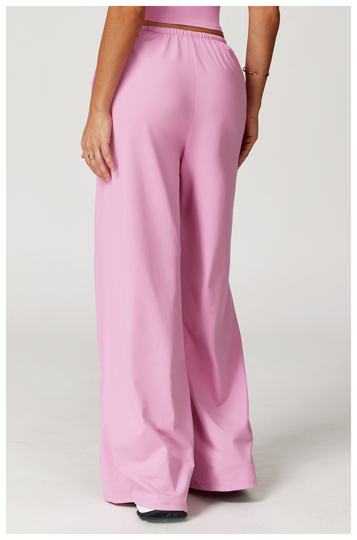 Sollinarry Brushed Trousers Embellished Wide Leg Loose Casual Pants Women Sports Fitness Elastic Drawstring Trousers