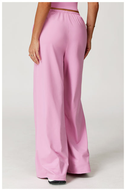 Sollinarry Brushed Trousers Embellished Wide Leg Loose Casual Pants Women Sports Fitness Elastic Drawstring Trousers