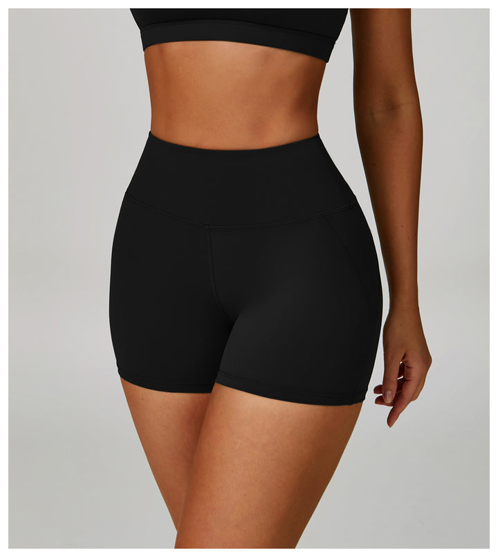Sollinarry Cloud Sense High Waist Yoga Shorts Quick Dry Hip Raise Belly Wrap Shorts Outdoor Running Sports Fitness Shorts