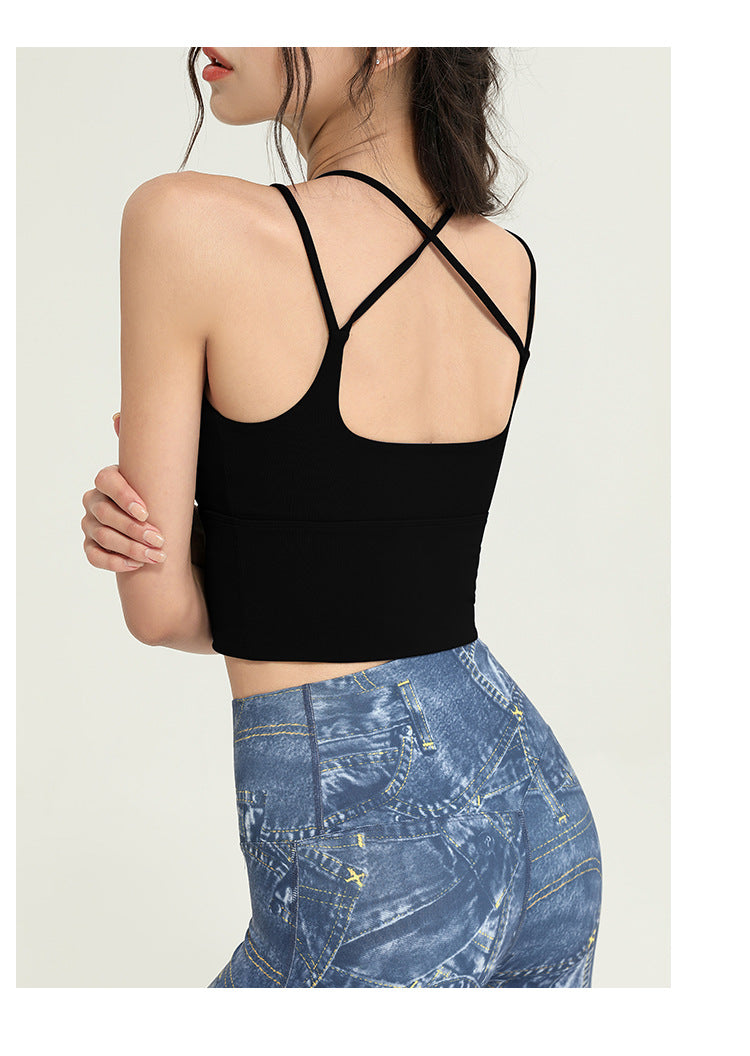 Sports Underwear Women Shockproof Push up Yoga Vest Running Workout Bra Outer Wear Beauty Back Bra