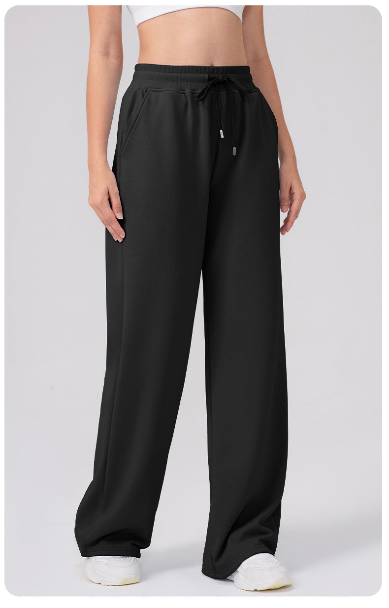 Autumn Winter Track Pants Women High Waist Drawstring Wide Leg Pants Loose Casual Yoga Workout Running Pants