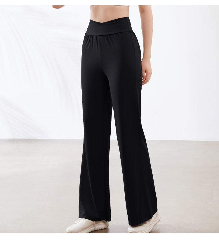 Yoga Wide Leg Pants Sports Flared Pants High Waist Figure Flattering Hip Lifting Casual All Match Stretch Quick Drying Fitness Pants