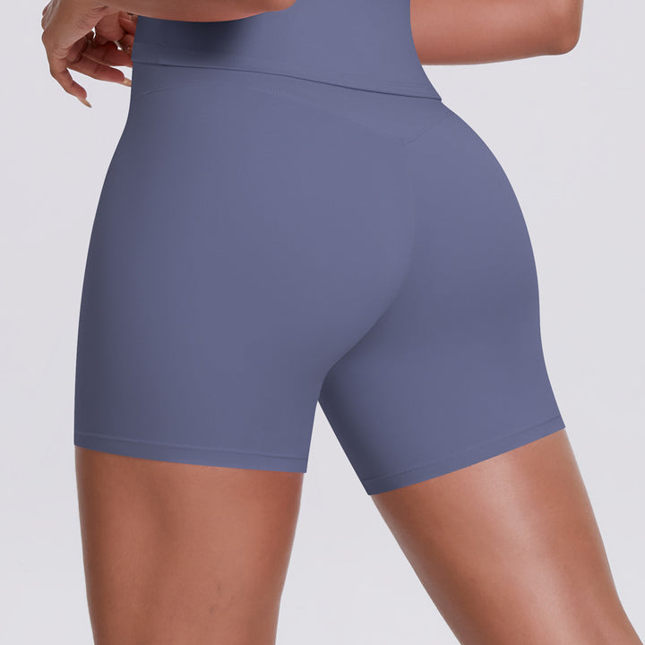 Cross High Waist Yoga Shorts Tight Nude Feel Peach Hip Lifting Sport Shorts Women Outer Wear Fitness Yoga Pants