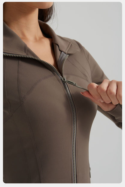 Yoga Clothes Coat Women Running Cycling Sports Long Sleeve Slim Stand Collar Sports Workout Clothes Women