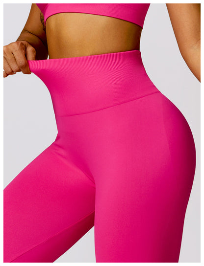 Sollinarry Wide Leg Tight Seamless Hip Lifting Yoga Bell Bottom Pants Abdominal-Shaping High Waist Bootcut Casual Sports Pants