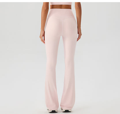 Nude Feel High Waist Hip Lift Yoga Pants Bell Bottom Pants Running Fitness Pants Slimming Tight Breathable Sports Pants