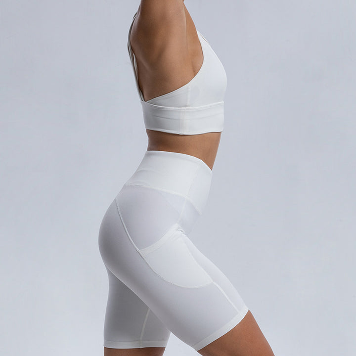 Autumn Winter Nylon Nude Feel Yoga Vest White Body Shaping Cross Backless Bra Single Bar Special Offer
