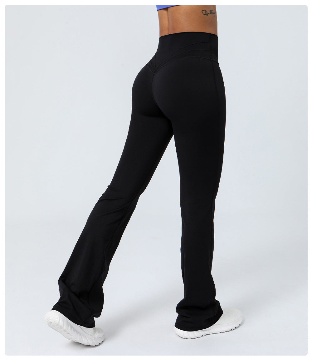 Nude Feel Tight Dance Wide Leg Pants Hip Raise High Waist Casual Flared Pants Fitness Sports Yoga Pants Women
