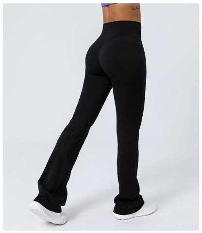 Nude Feel Tight Dance Wide Leg Pants Hip Raise High Waist Casual Flared Pants Fitness Sports Yoga Pants Women
