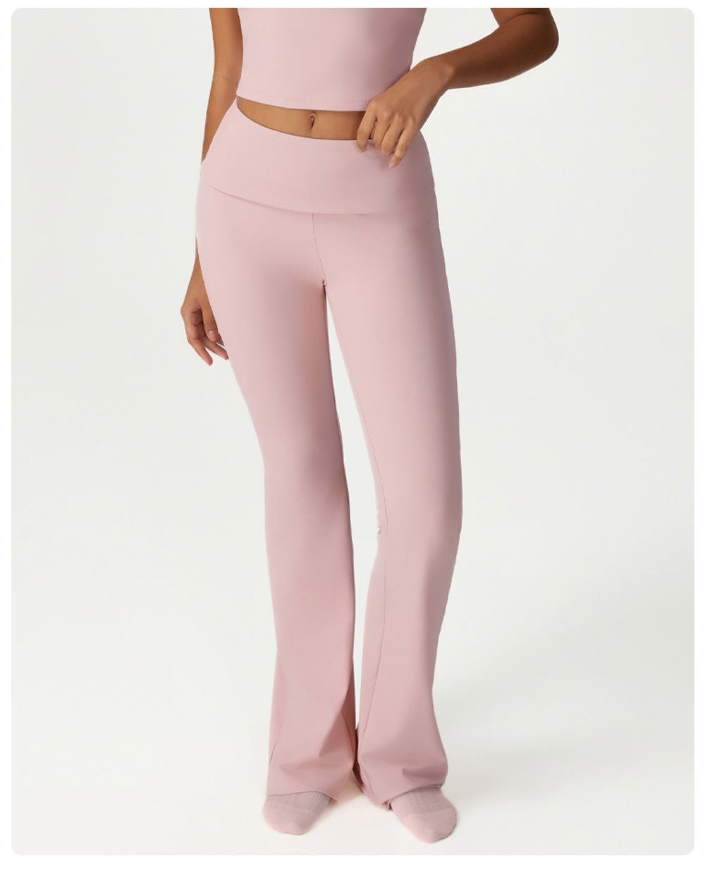 Folding High Waist Hip Lift Yoga Pants Casual Slim Fit Wide Leg Bell Bottoms Sports Fitness Outdoor All Matching Trousers