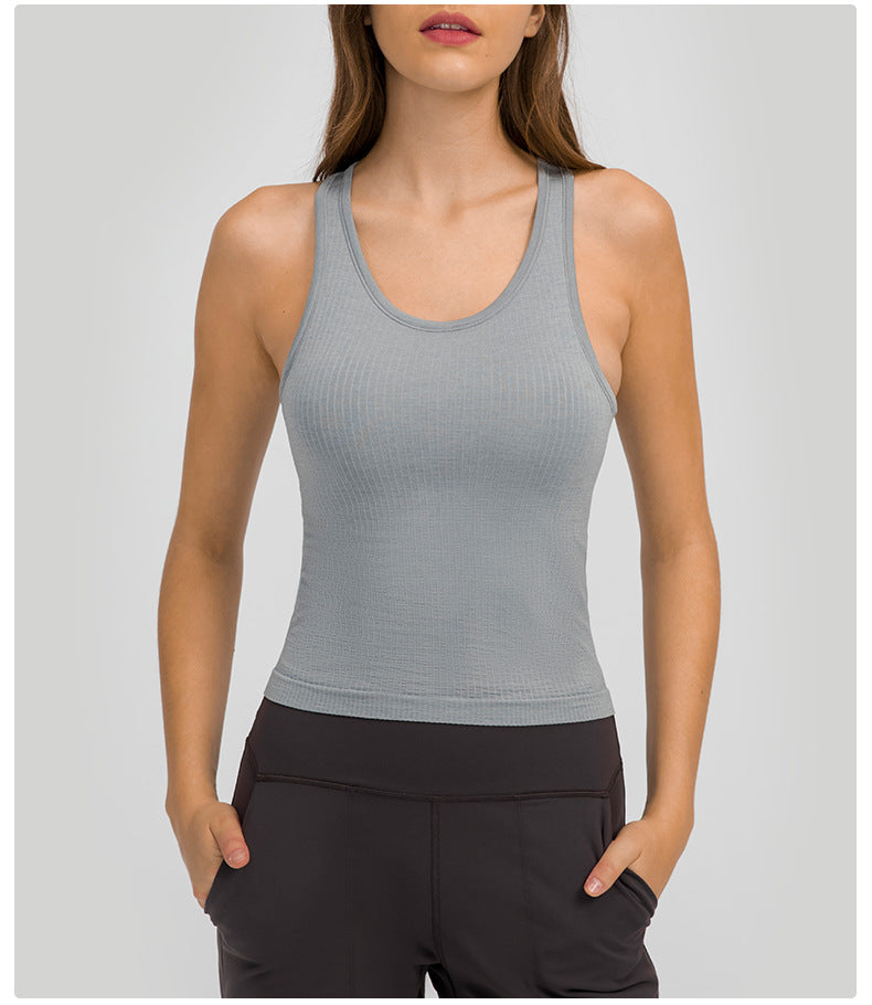 Yoga Clothes Autumn Winter with Chest Pad I-Shaped Beauty Back Yoga Vest Sports Running Fitness Top Women