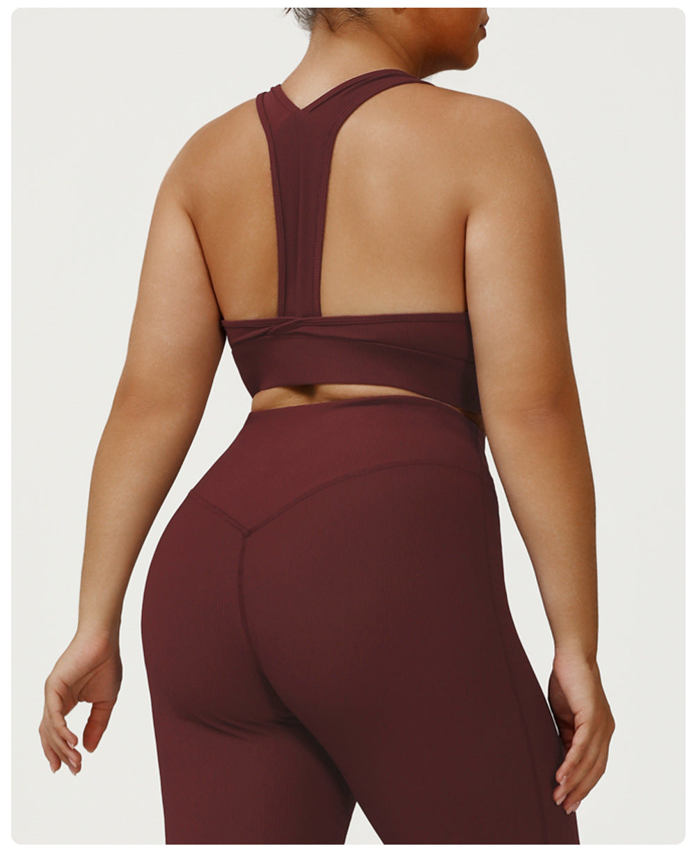 Thread Plus Size Sports Bra High Strength Yoga Push up Bras Sexy Beauty Back Running Workout Vest Women