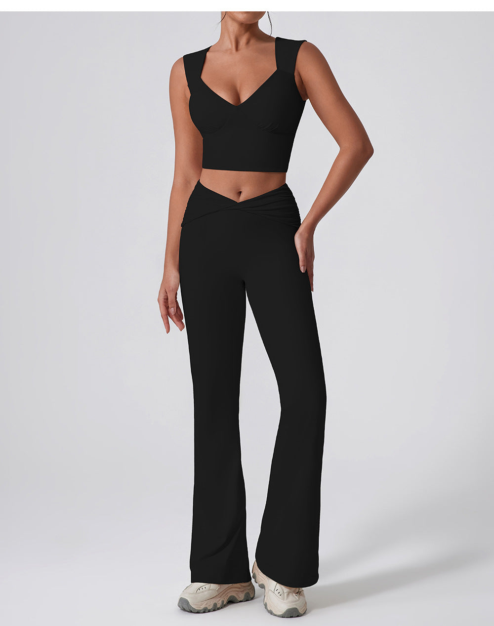 Wide Leg Tight Nude Feel Hip Lifting Yoga Bell Bottom Pants Dance High Waist Micro Pull Quick Drying Casual Sports Trousers Women