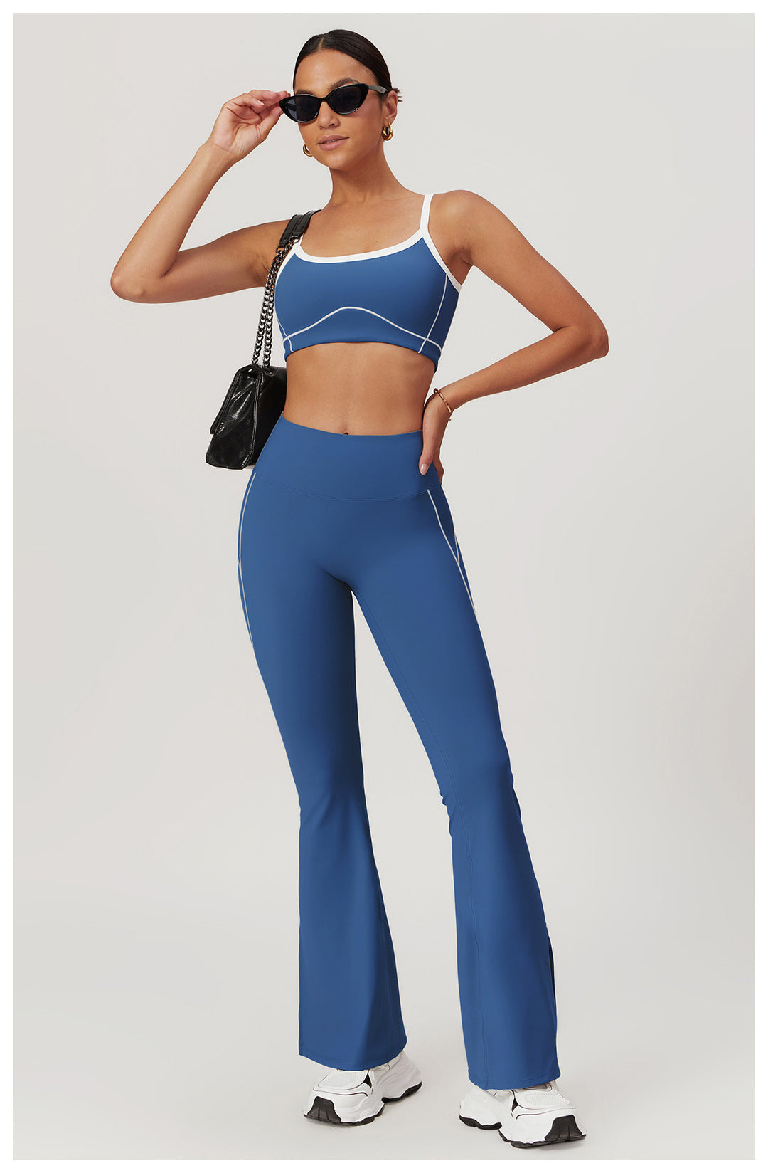 Sollinarry Summer Nude Feel Tight Back Yoga Clothes Suit Women Belly Contracting Hip Lifting Outdoor Running Sports Suit