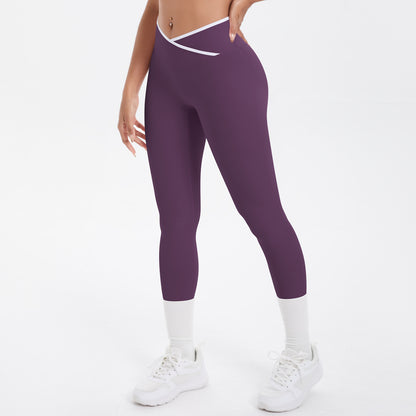 Sexy Hip Lifting Cross High Waist Cropped Pants Women Sports Fitness Pants