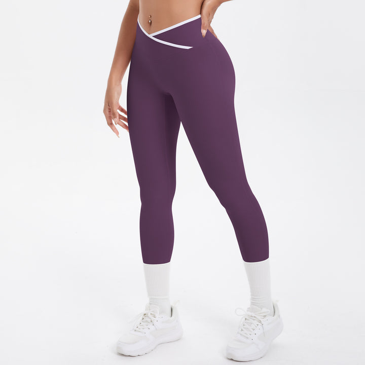 Sexy Hip Lifting Cross High Waist Cropped Pants Women Sports Fitness Pants