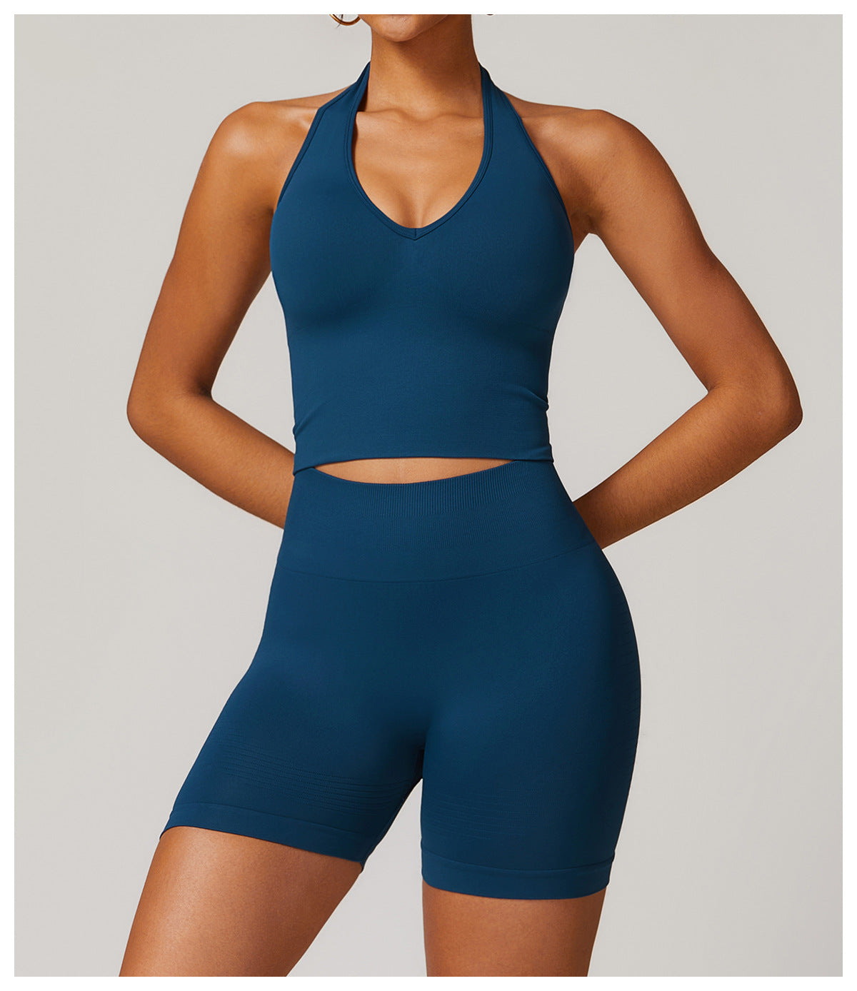 Sollinarry Breathable Halter Beauty Back Yoga Bra Seamless Sports Underwear Women Summer Shockproof Workout Top