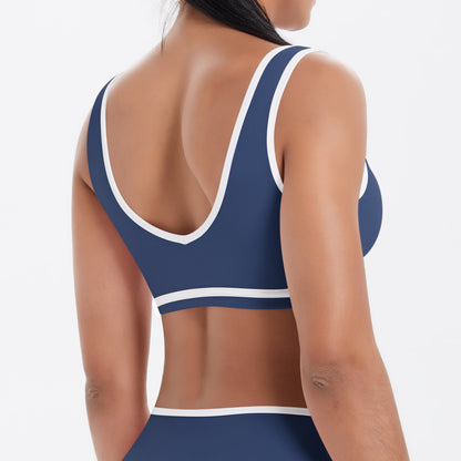 Tight Nude Feel Contrast Color Sports Back Shaping Women Backless Yoga Bra Tennis Workout Clothes Outer Wear Sports Top