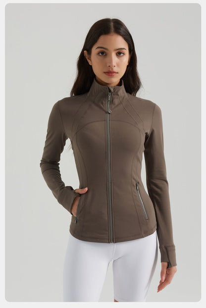 Yoga Clothes Coat Women Running Cycling Sports Long Sleeve Slim Stand Collar Sports Workout Clothes Women