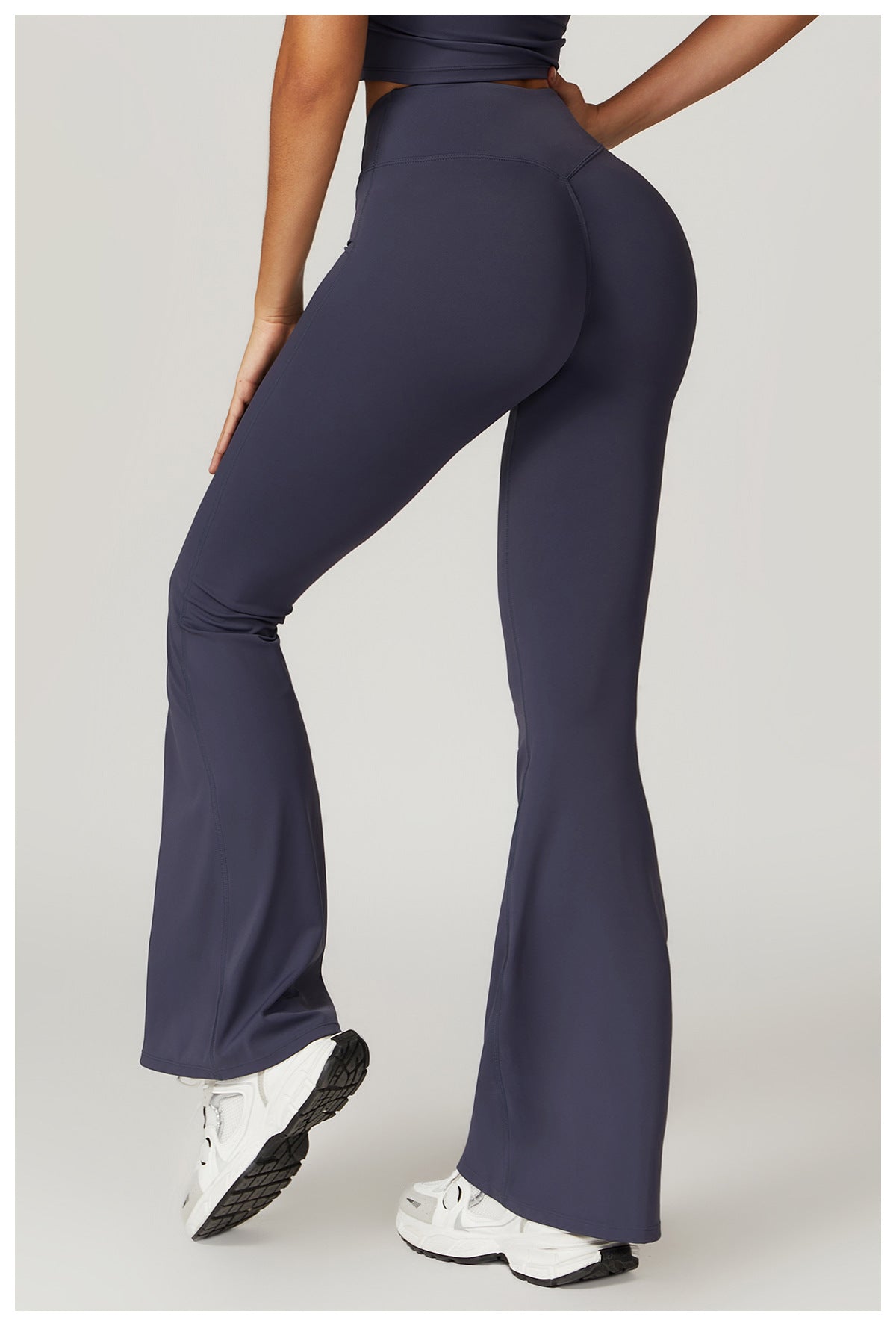 Sollinarry Sustainable Recycled Quick Dry Hip Raise Yoga Bell Bottom Pants Nude Feel Cross High Waist Tight Casual Sports Wide Leg Pants