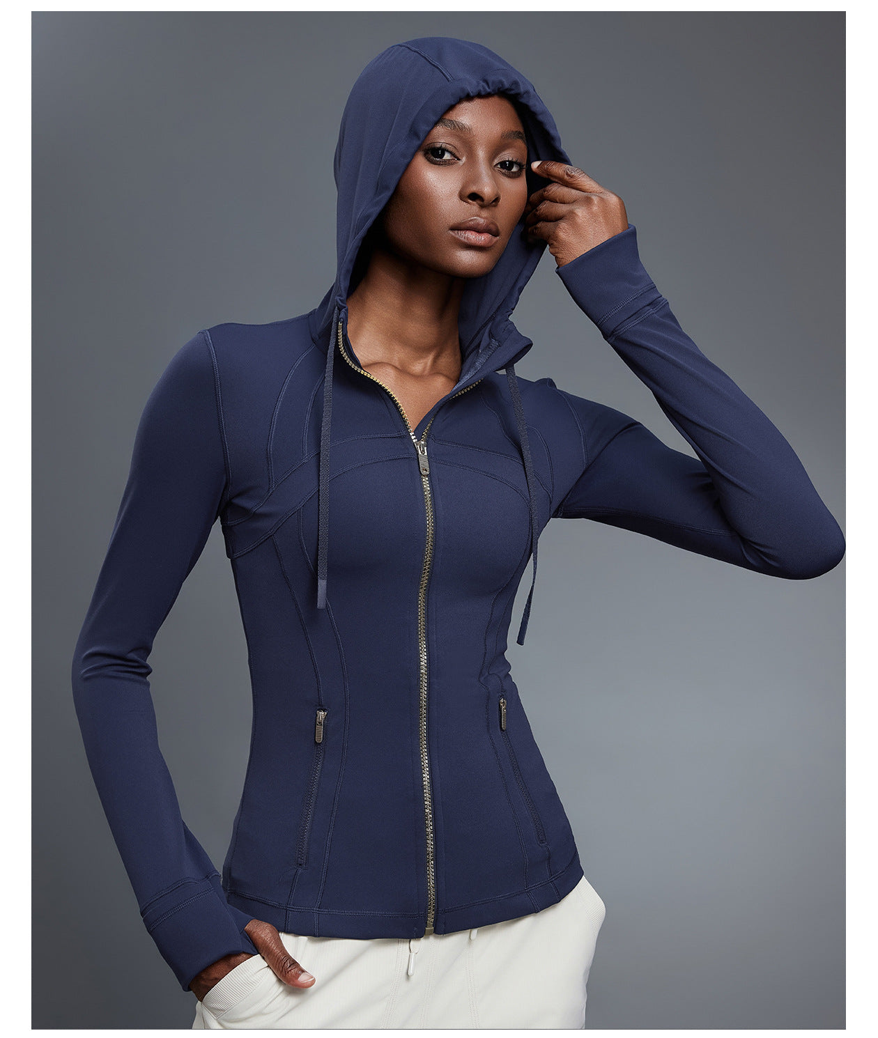 Yoga Jacket Women Slim Fit Slimming Hooded Cardigan Coat Running Sports Fitness Long Sleeved Upper Garment