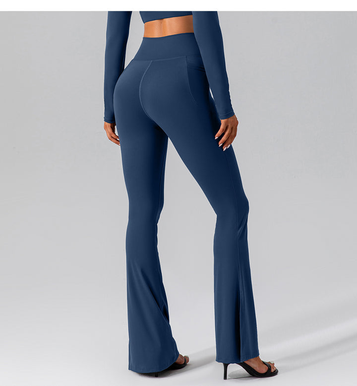 Autumn Nude Feel Stretch Sports Yoga Bell Bottom Pants Skinny Slimming High Waist Peach Hip Lifting Fitness Trousers