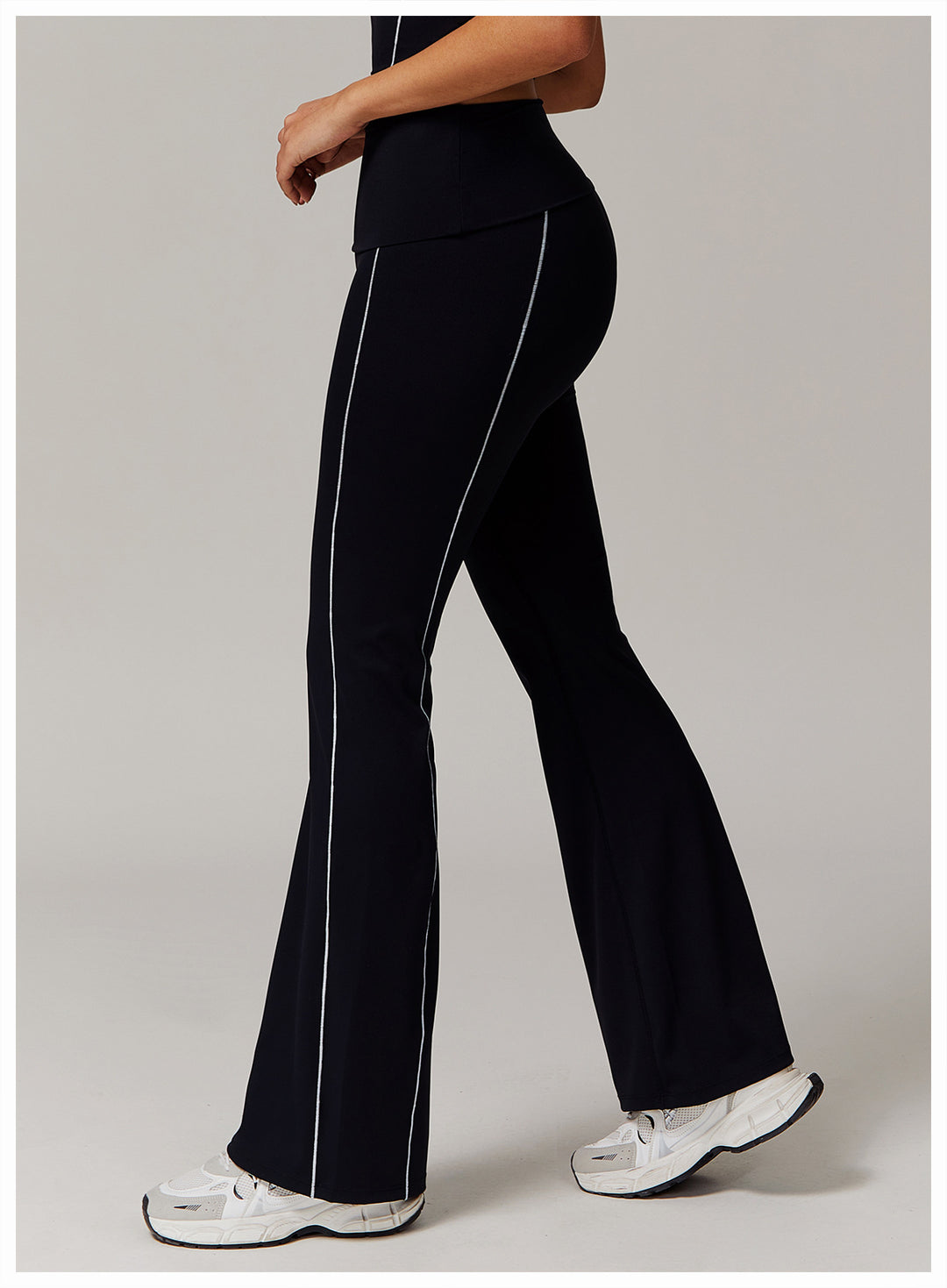 Sollinarry High Waist Nude Feel Yoga Pants Sports Fitness Wide Leg Slimming Bell Bottom Pants Casual Running Trousers