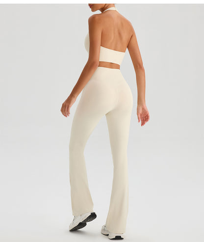 Nude Feel High Waist Hip Lift Yoga Pants Bell Bottom Pants Running Fitness Pants Slimming Tight Breathable Sports Pants