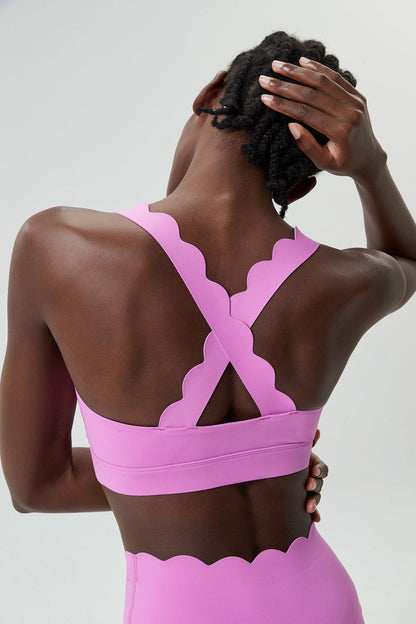 Liquid Glue Small Wave Sports Underwear Women Shockproof Workout Yoga Bra Quick Drying Running Vest