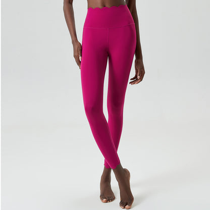 Small Wave Liquid Glue Yoga Pants Women High Waist Flat Stomach Sports Fitness Tight Trousers Quick Drying Leggings