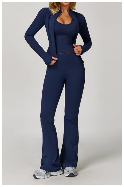 Sollinarry Brushed High Waist Yoga Trousers Tight Wide Leg Bell Bottoms Running Sports Fitness Bootcut Trousers