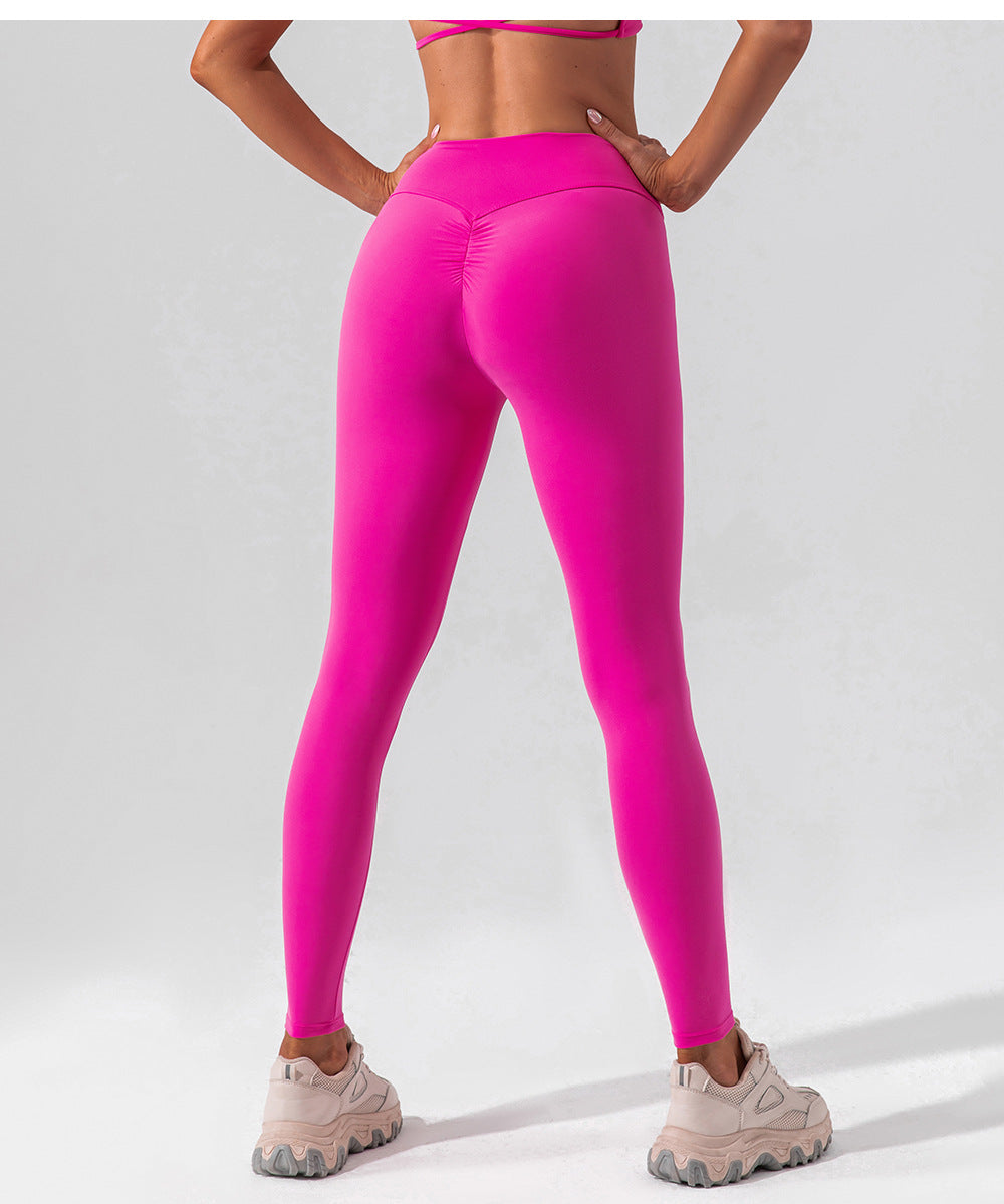 High Waist Stretch Brushed Nude Feel Yoga Pants Hip Lift Belly Shaping Slim Fit Fitness Pants Training Running Workout Pants Women