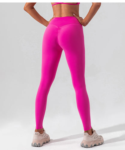 High Waist Stretch Brushed Nude Feel Yoga Pants Hip Lift Belly Shaping Slim Fit Fitness Pants Training Running Workout Pants Women