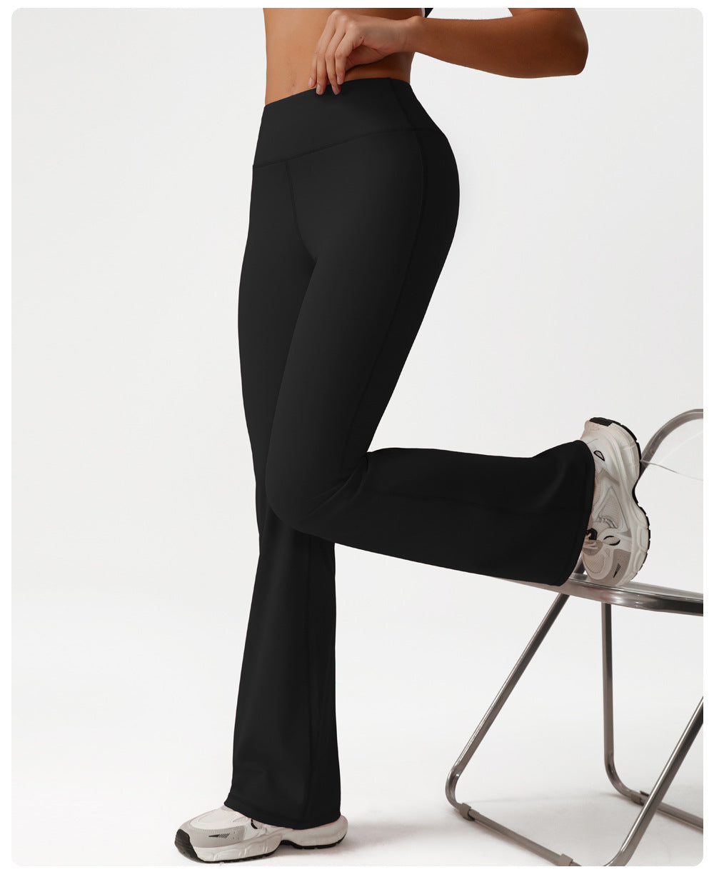 Hip Lifting Contrast Color Bell-Bottom Pants High Waist Nude Feel Slimming Wide Leg Pants Sports Fitness Yoga Bootcut Pants