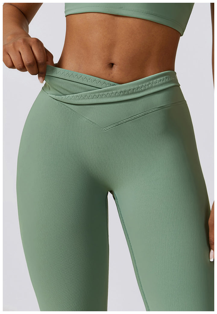 Sollinarry Cross High Waist Yoga Bell Bottom Pants Women Dance Sports Wide Leg Pants Casual Hip Lifting Fitness Bootcut Trousers