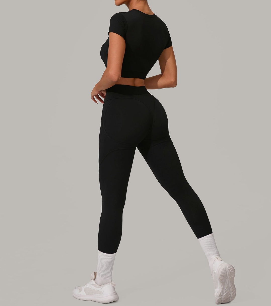 Autumn Sand Brushed Yoga Two Piece Sets Tight High Waist Hip Lifting Yoga Running Exercise Workout Outfit