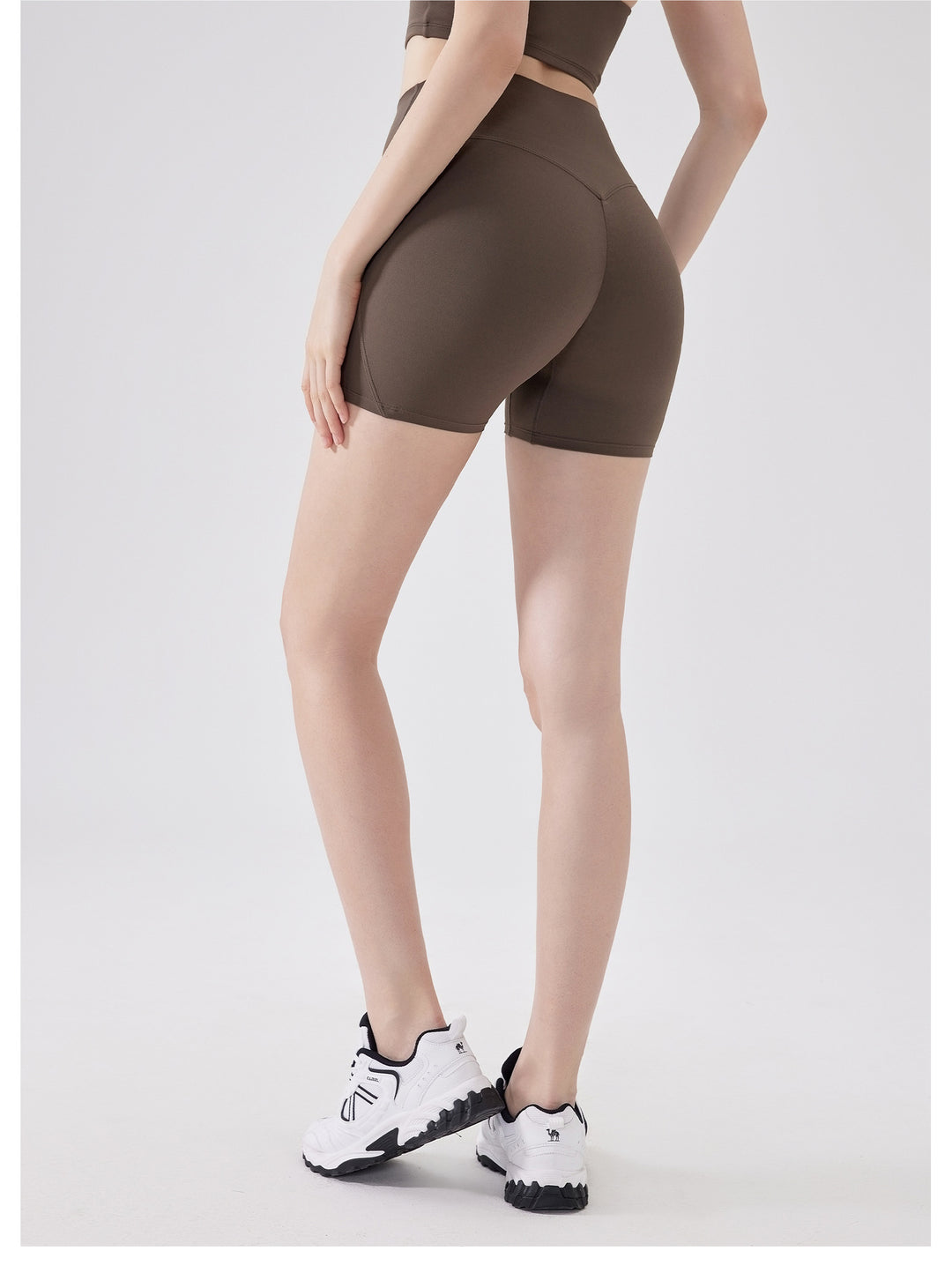 Nude Feel Three Points High Elastic Tight Bum Lift Shorts Women Yoga Workout Clothes Belly Contracting Exercise Running Training Pants