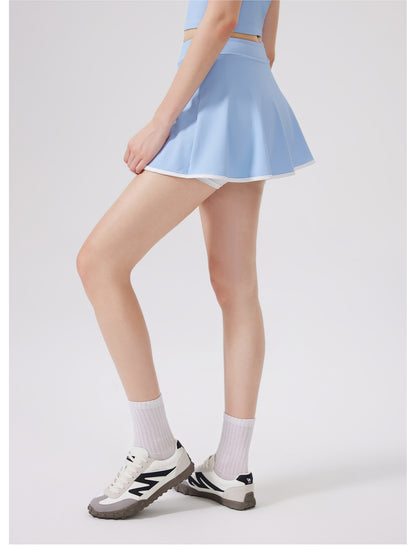Nude Feel Quick-Drying Sports Short Skirt Sports Fitness Thread Yoga A line Short Skirt Exposure Sports Tennis Skirt
