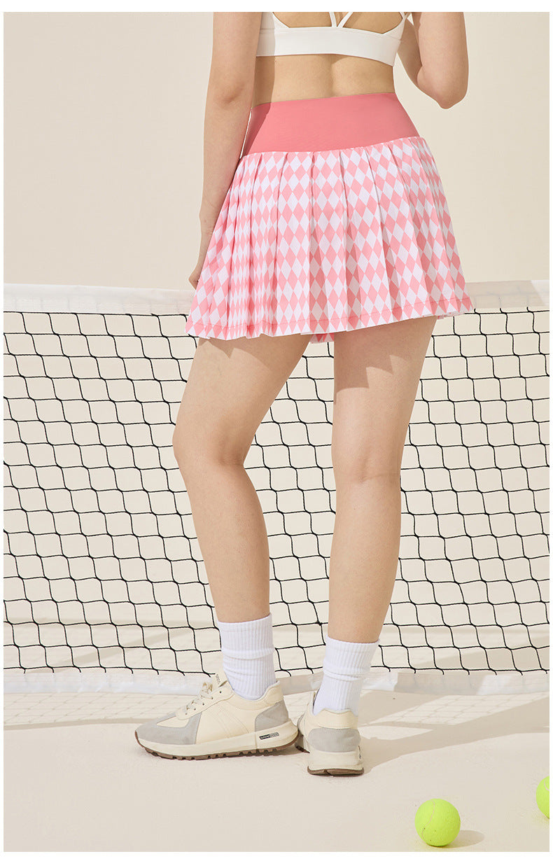 Women Summer High Waist Sports Pleated Skirt with Lining Anti Exposure Quick-Drying Tennis Skirt Casual All Match Yoga Skirt