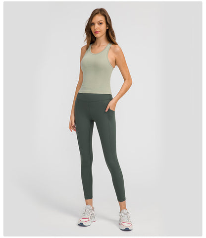 Yoga Clothes Autumn Winter with Chest Pad I-Shaped Beauty Back Yoga Vest Sports Running Fitness Top Women