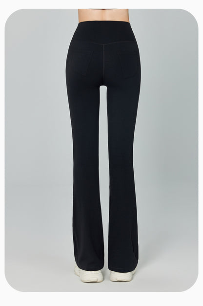 Thin Gao Shi Line Yoga Trousers Women High Waist Hip Lift Fitness Bell Bottom Pants Slim Slimming Wide Leg Pants Outer Wear