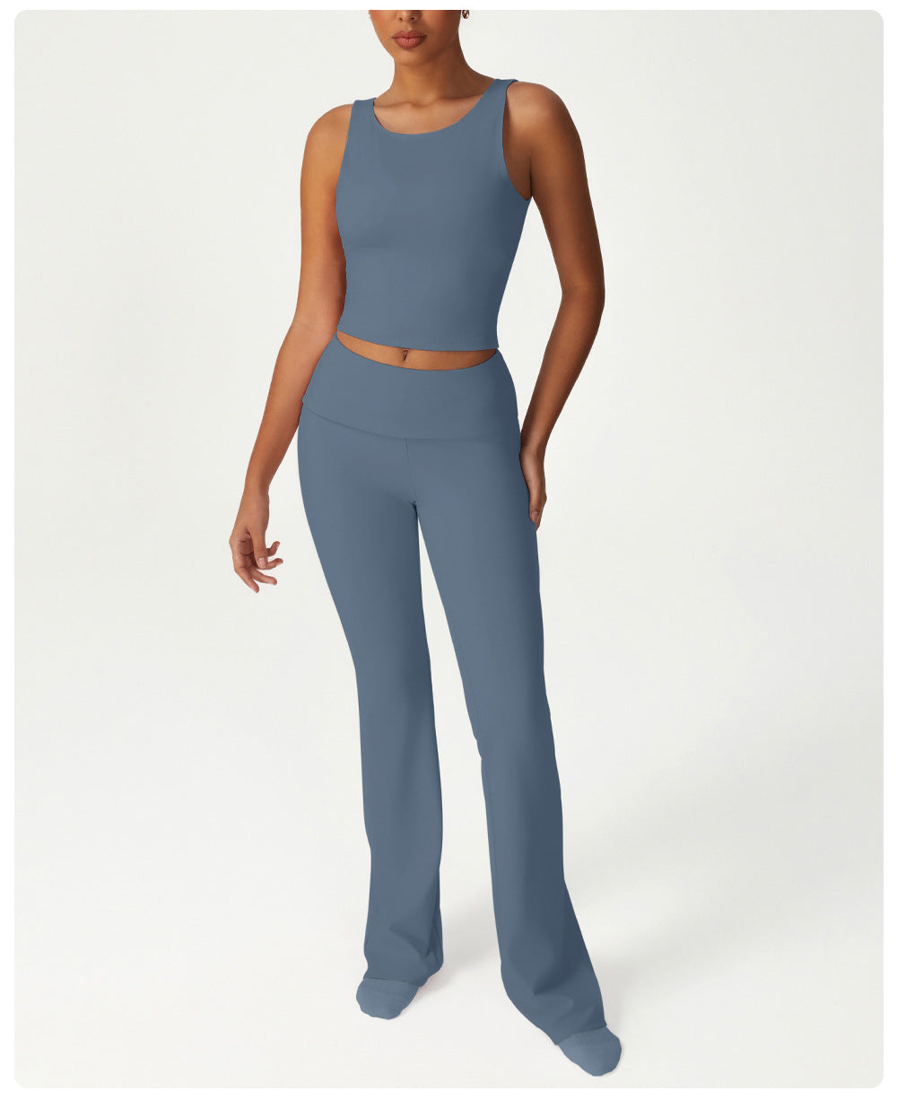 Folding High Waist Hip Lift Yoga Pants Casual Slim Fit Wide Leg Bell Bottoms Sports Fitness Outdoor All Matching Trousers