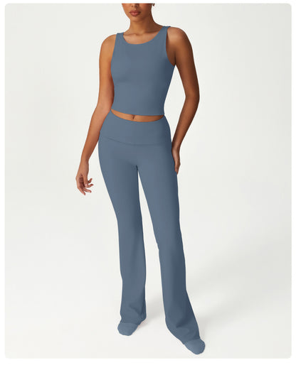 Folding High Waist Hip Lift Yoga Pants Casual Slim Fit Wide Leg Bell Bottoms Sports Fitness Outdoor All Matching Trousers